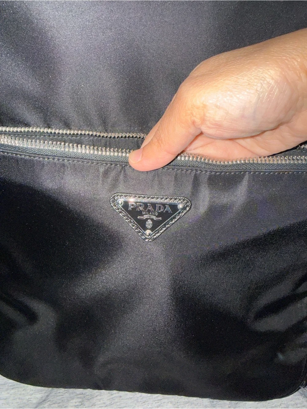 Prada Black Nylon Laptop Tote with Logo Triangle